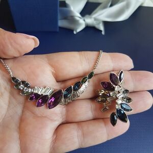 AUTHENTIC Swarovski Multicolor Cosmic Necklace & Open Ring SET RARE